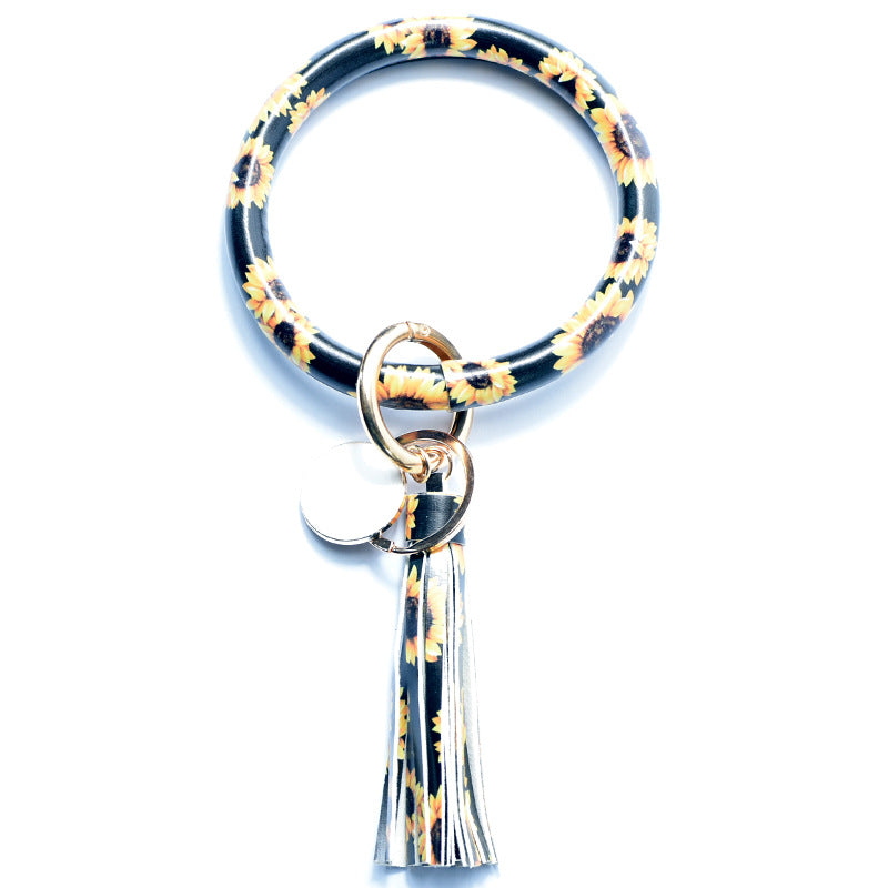 WholesalePU Leather Tassel Bracelet Keychain